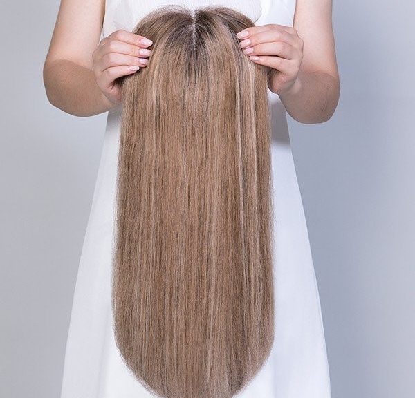 Thinning Hair Crown : Middle Part Human Hair Crown Topper Top